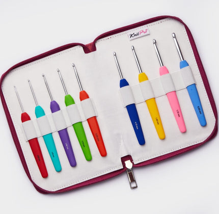 gallery WAVES ALUMINIUM CROCHET HOOKS NEON PICK CASE SET OF COLORFUL CROCHET HOOKS (PACK OF 9)