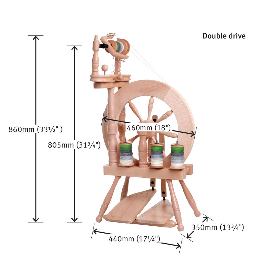 Traveller Spinning Wheel Double Treadle - PREORDER
