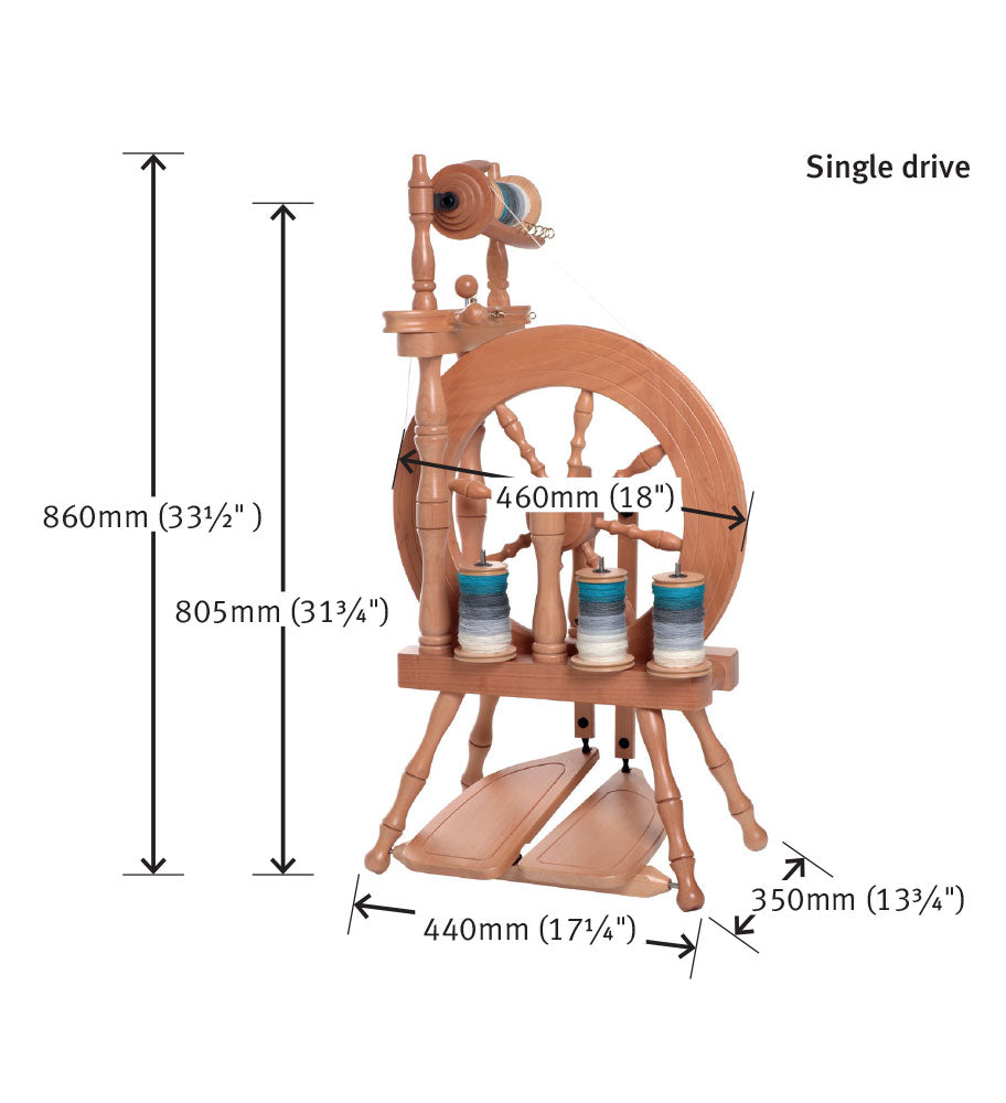 Traveller Spinning Wheel Double Treadle - PREORDER